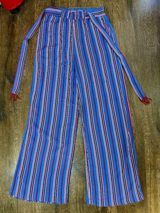 Bluenotes Pants - Bluenotes straight pants, size M white blue red stripes